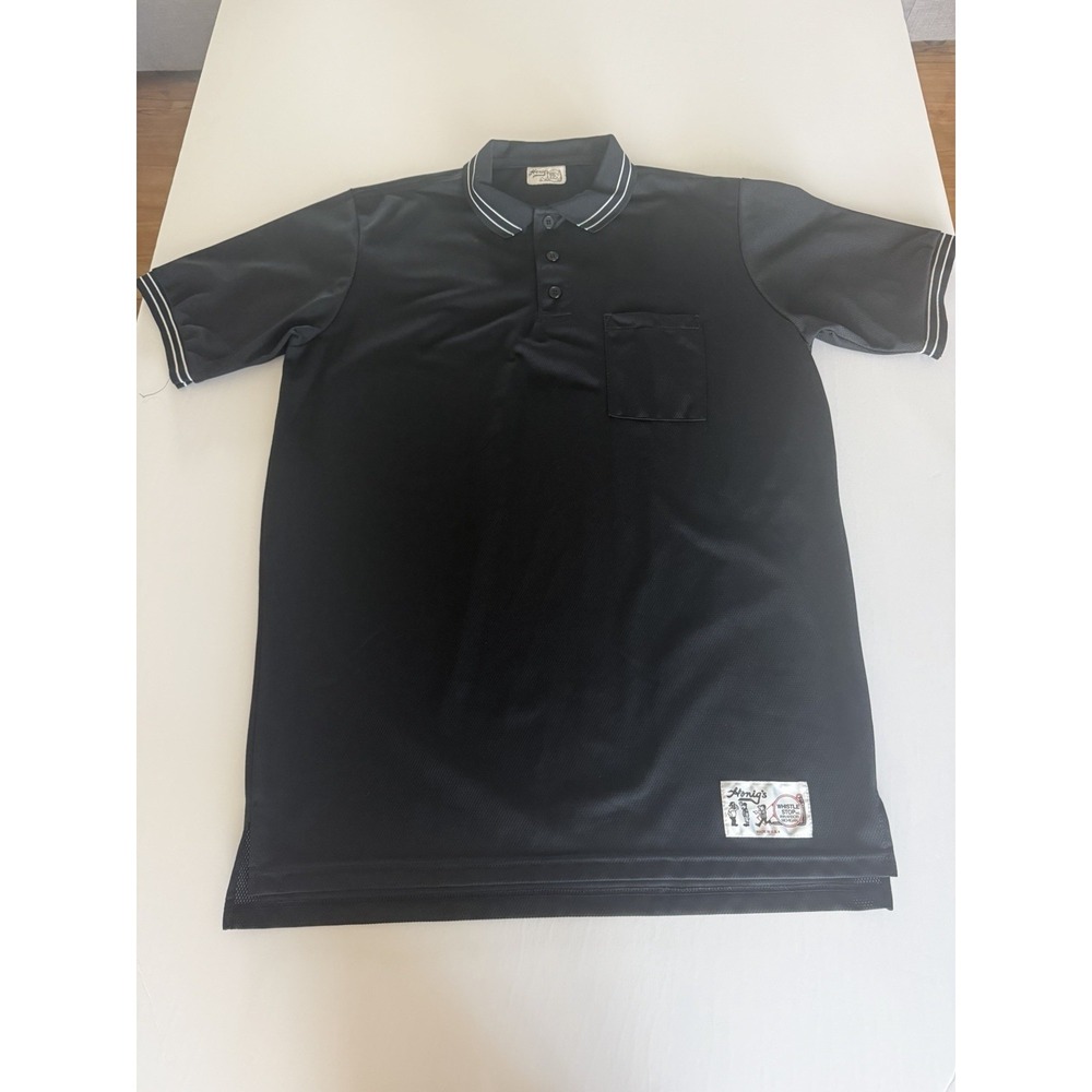 Honig's Umpire Polo Shirt Black Short Sleeve Striped Collar Men XXL Referee